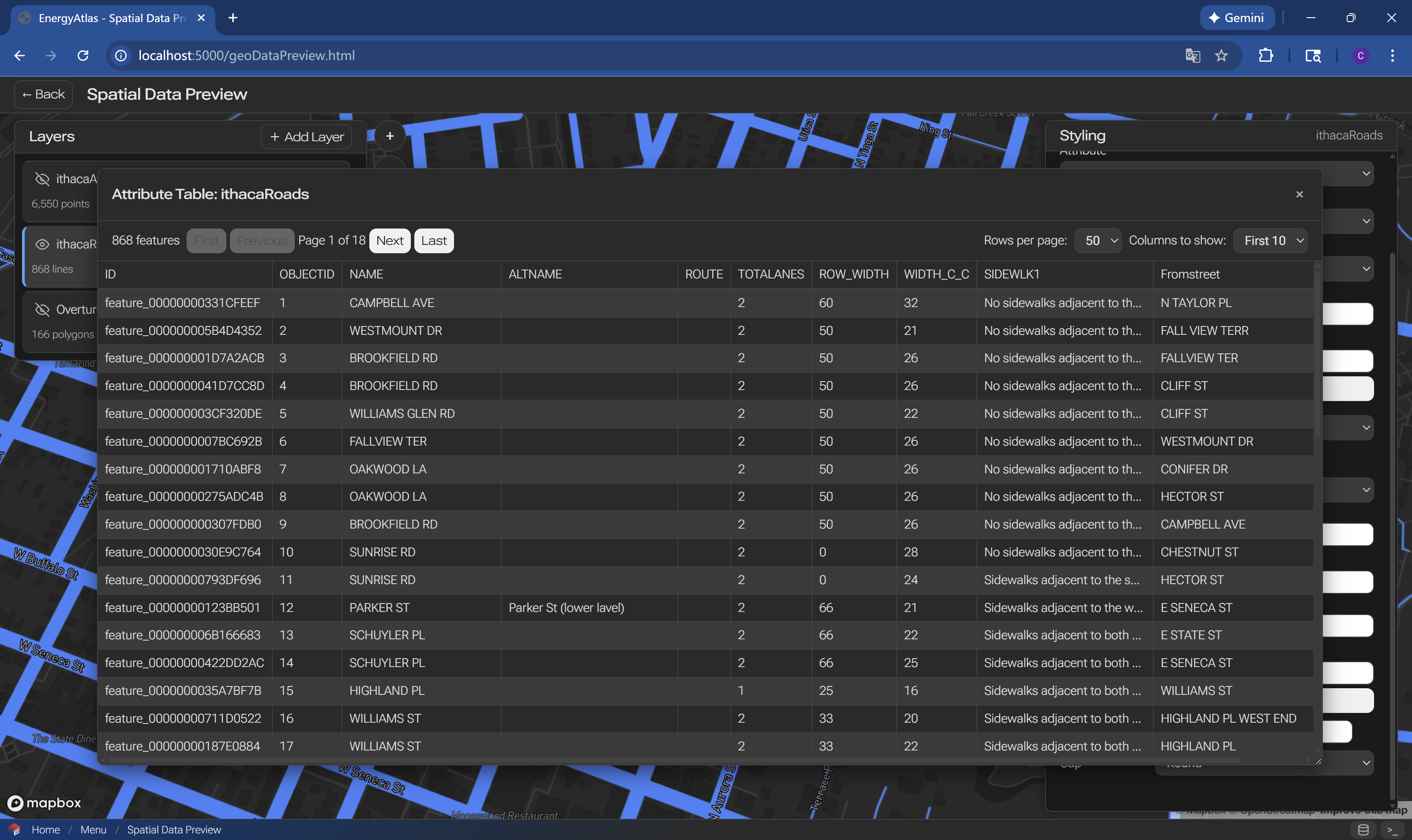 Step 6 attribute table view