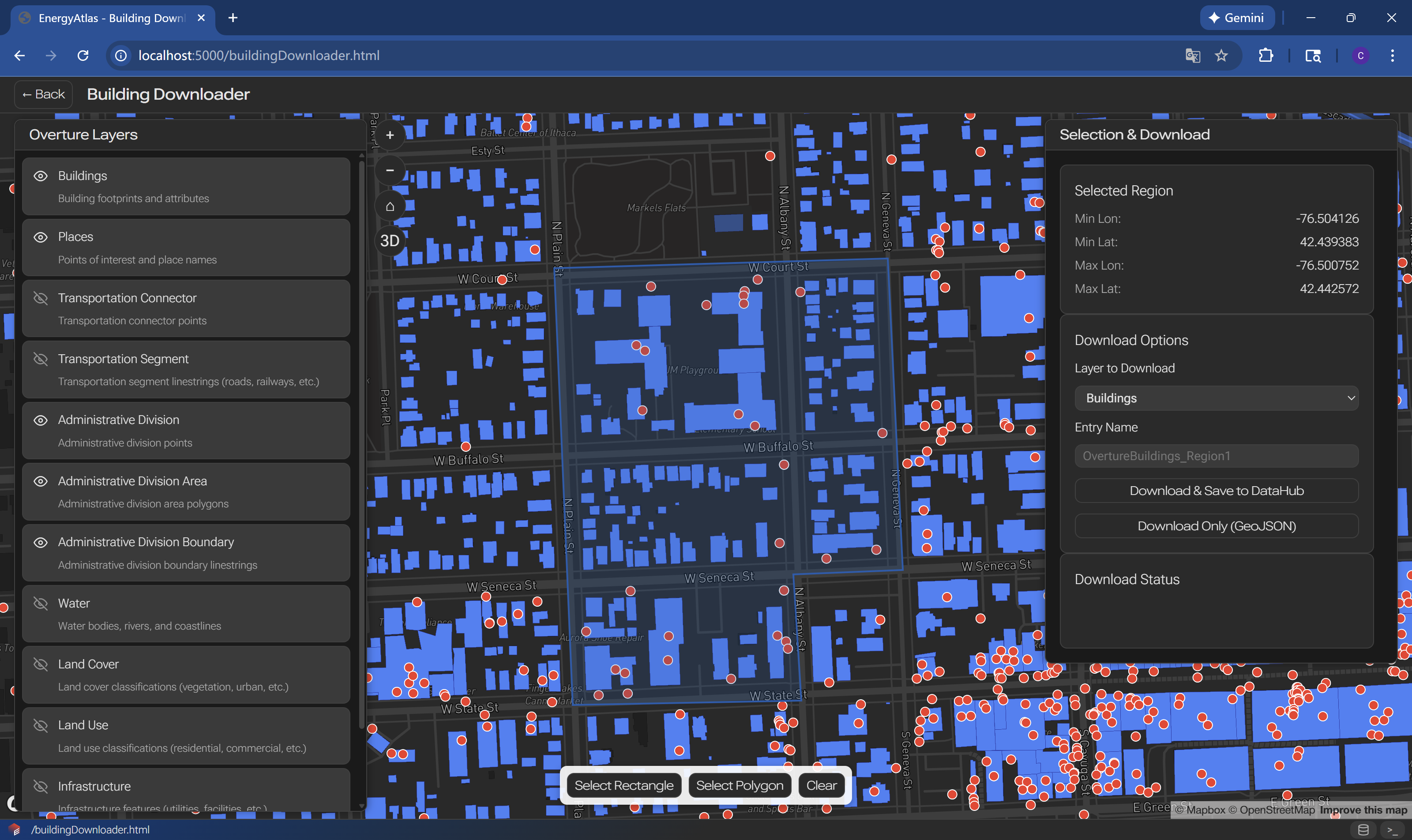 Step 3a choose download area